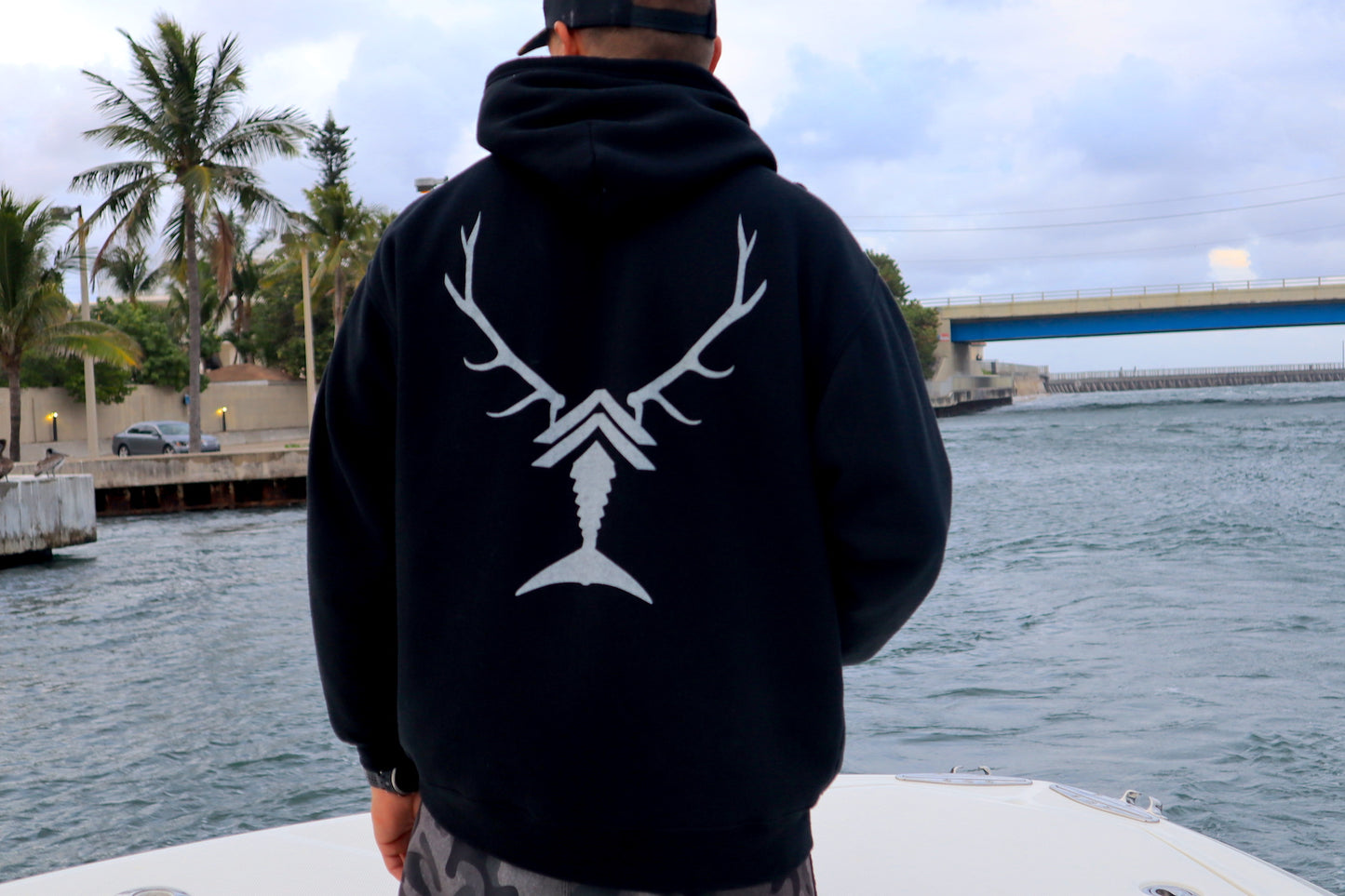 Hands Free Hoodie - Telk Logo (Black/light grey)