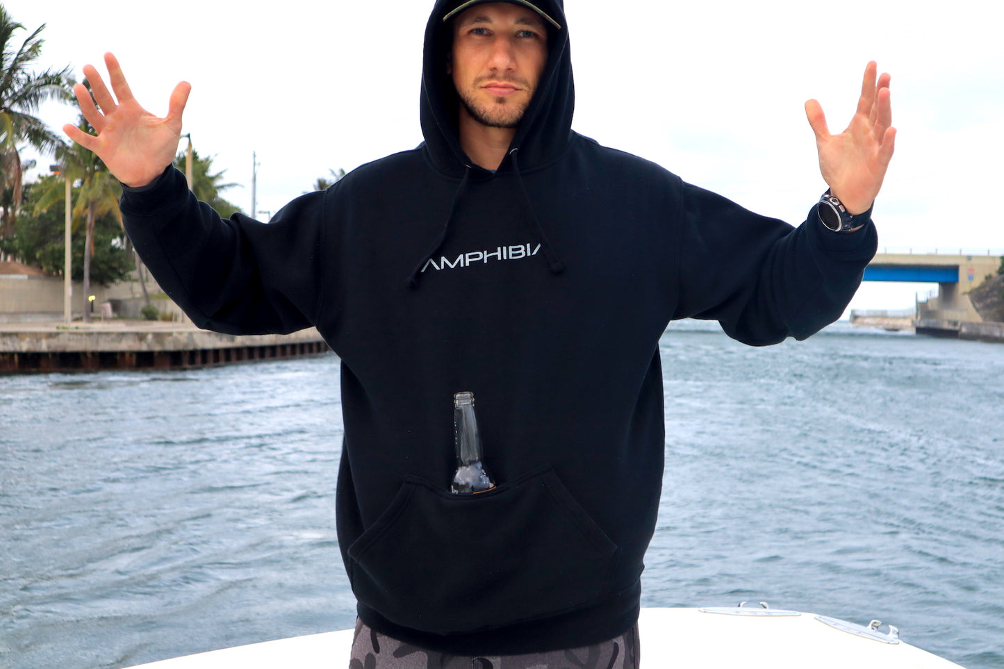 Hands Free Hoodie - Telk Logo (Black/light grey)